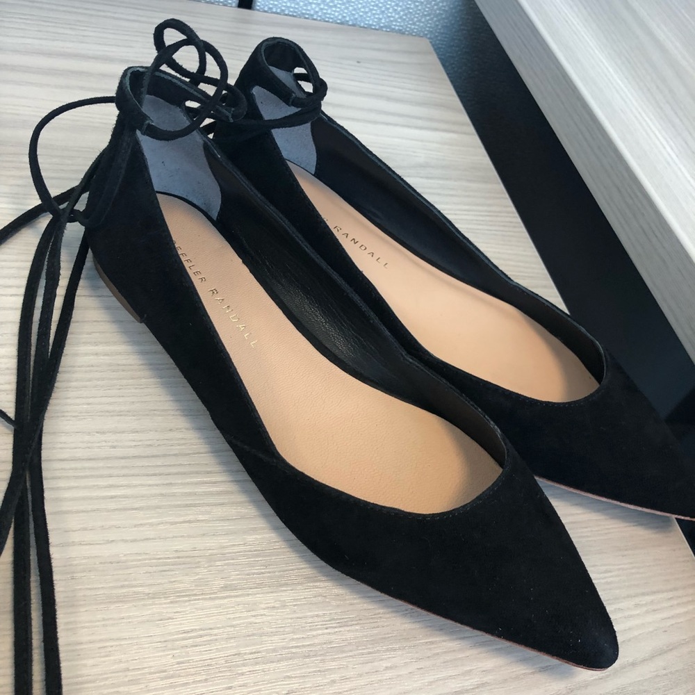 Loeffler Randall Penelope black suede flats